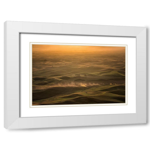 The Palouse In The Morning White Modern Wood Framed Art Print with Double Matting by Wang, Ti