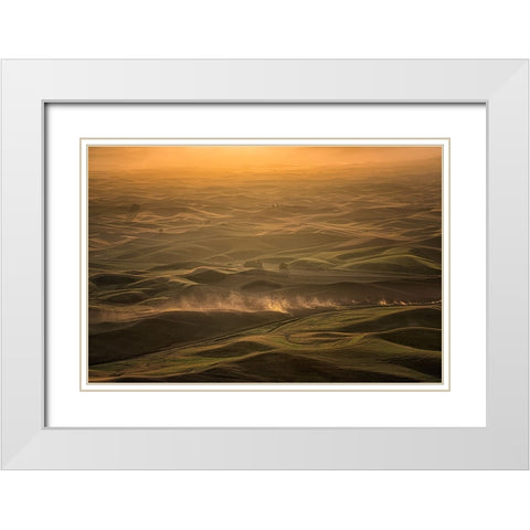 The Palouse In The Morning White Modern Wood Framed Art Print with Double Matting by Wang, Ti