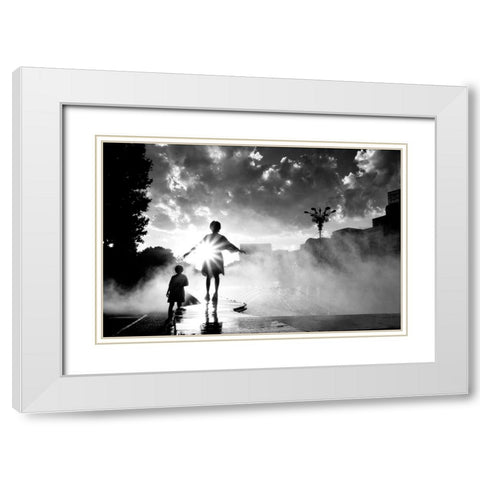 I Play With The Sun White Modern Wood Framed Art Print with Double Matting by Dinca, Silvia