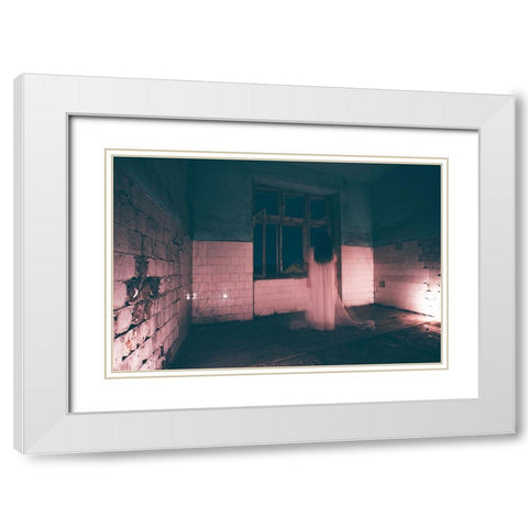Prisoner Of The Time White Modern Wood Framed Art Print with Double Matting by Erika, Eros
