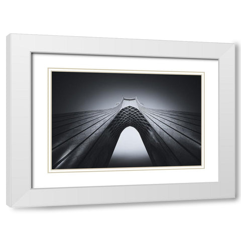 Azadi Tower White Modern Wood Framed Art Print with Double Matting by Tagliarino, Marco