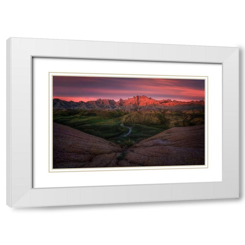 Charming Badlands White Modern Wood Framed Art Print with Double Matting by P., Ruiqing