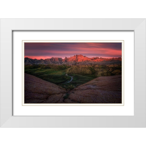 Charming Badlands White Modern Wood Framed Art Print with Double Matting by P., Ruiqing