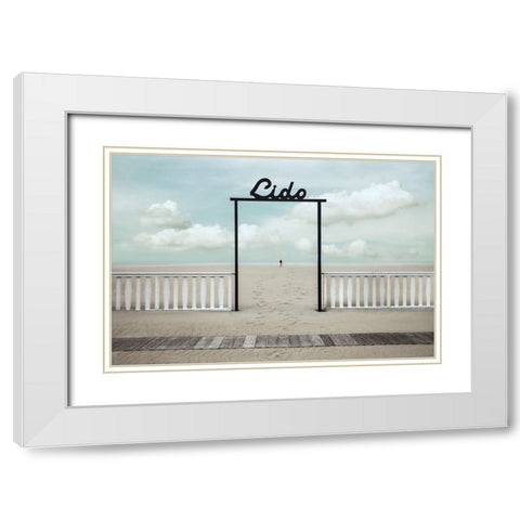 Lido White Modern Wood Framed Art Print with Double Matting by Claes, Gilbert