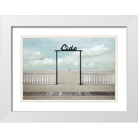 Lido White Modern Wood Framed Art Print with Double Matting by Claes, Gilbert
