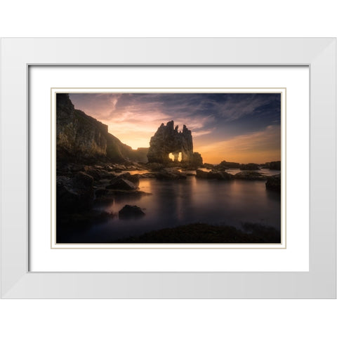 The Mask White Modern Wood Framed Art Print with Double Matting by Mathur, Sandeep