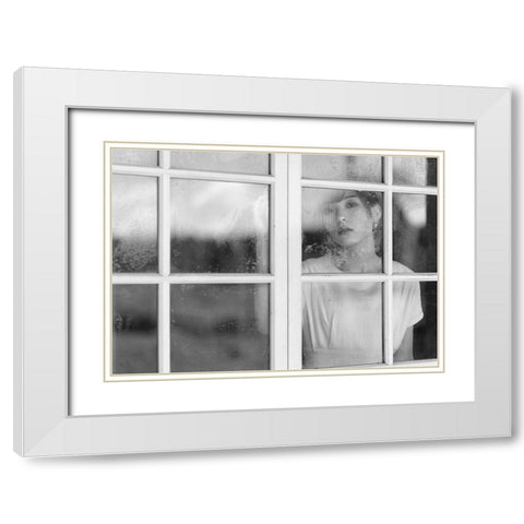 Maya White Modern Wood Framed Art Print with Double Matting by Sakamoto, Tsutomu