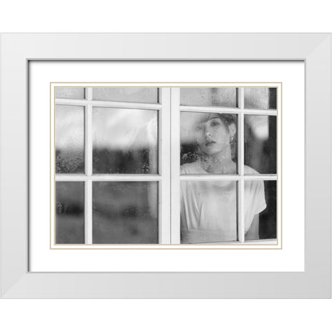 Maya White Modern Wood Framed Art Print with Double Matting by Sakamoto, Tsutomu