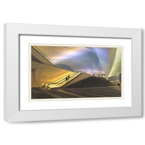Station Luik ,Werk Van Calatrava White Modern Wood Framed Art Print with Double Matting by Agterhof, Piet