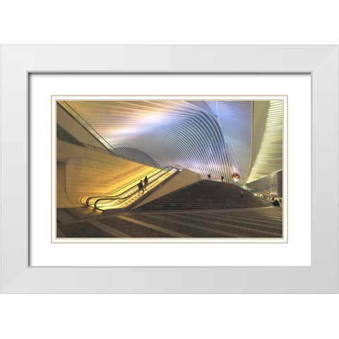 Station Luik ,Werk Van Calatrava White Modern Wood Framed Art Print with Double Matting by Agterhof, Piet