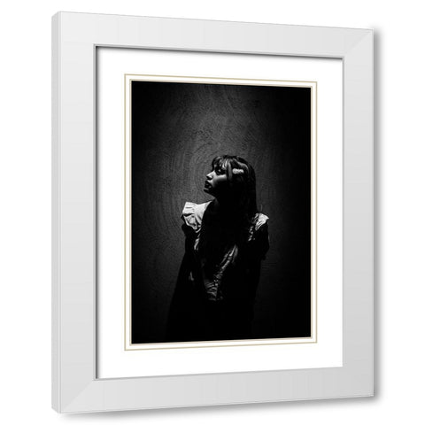 She Is Illuminated White Modern Wood Framed Art Print with Double Matting by Yuimei