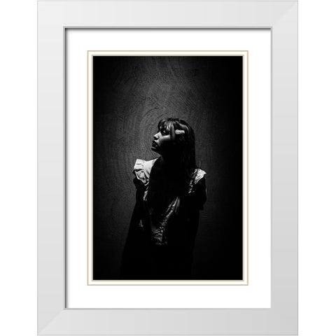 She Is Illuminated White Modern Wood Framed Art Print with Double Matting by Yuimei