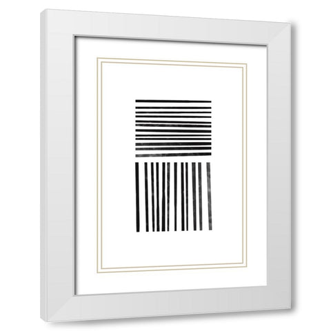 Calming Lines No 1 White Modern Wood Framed Art Print with Double Matting by uplusmestudio