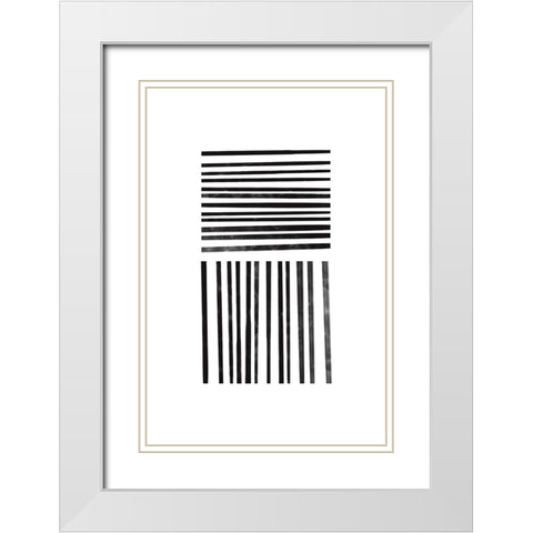 Calming Lines No 1 White Modern Wood Framed Art Print with Double Matting by uplusmestudio