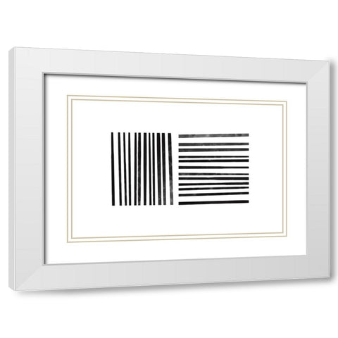 Calming Lines No 1 White Modern Wood Framed Art Print with Double Matting by uplusmestudio