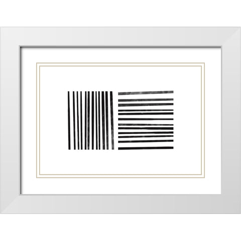 Calming Lines No 1 White Modern Wood Framed Art Print with Double Matting by uplusmestudio