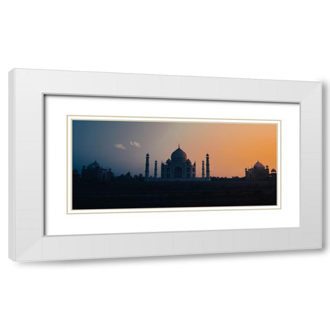 Sunset at Taj White Modern Wood Framed Art Print with Double Matting by Sharma, Abhinav
