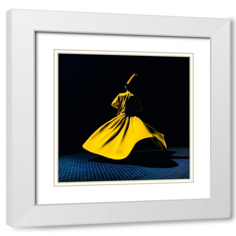 Yellow breaks darkness White Modern Wood Framed Art Print with Double Matting by Ragab, Hesham