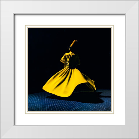 Yellow breaks darkness White Modern Wood Framed Art Print with Double Matting by Ragab, Hesham