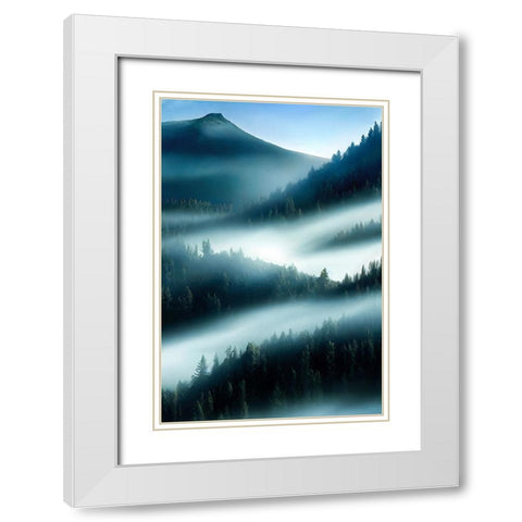 FLY OOVER THE MOUNTAIN White Modern Wood Framed Art Print with Double Matting by Allicot, Manu