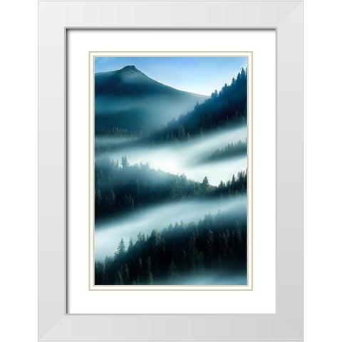 FLY OOVER THE MOUNTAIN White Modern Wood Framed Art Print with Double Matting by Allicot, Manu