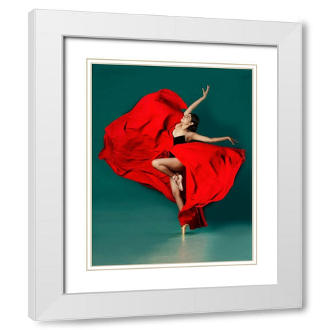BALLERINA White Modern Wood Framed Art Print with Double Matting by Chattopadhyay, Debasish