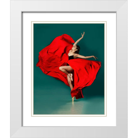 BALLERINA White Modern Wood Framed Art Print with Double Matting by Chattopadhyay, Debasish