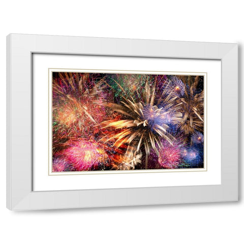 fireworks dance White Modern Wood Framed Art Print with Double Matting by Taneda, Toshio