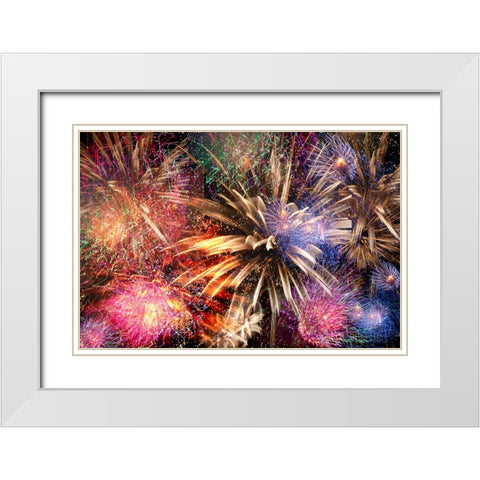 fireworks dance White Modern Wood Framed Art Print with Double Matting by Taneda, Toshio