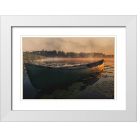 The boat White Modern Wood Framed Art Print with Double Matting by Budyta, Dariusz