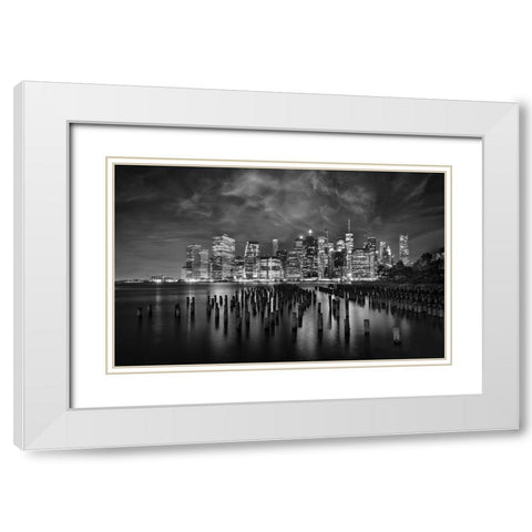 NYC White Modern Wood Framed Art Print with Double Matting by W, Joanna