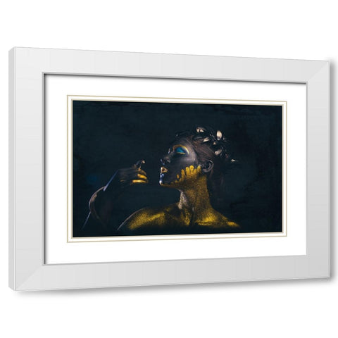 Medusa White Modern Wood Framed Art Print with Double Matting by Paul, Dipankar