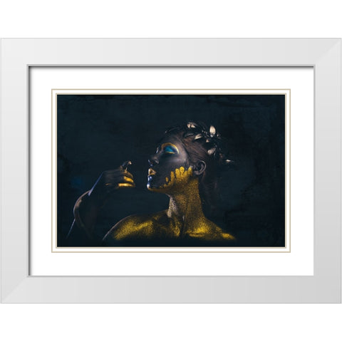 Medusa White Modern Wood Framed Art Print with Double Matting by Paul, Dipankar