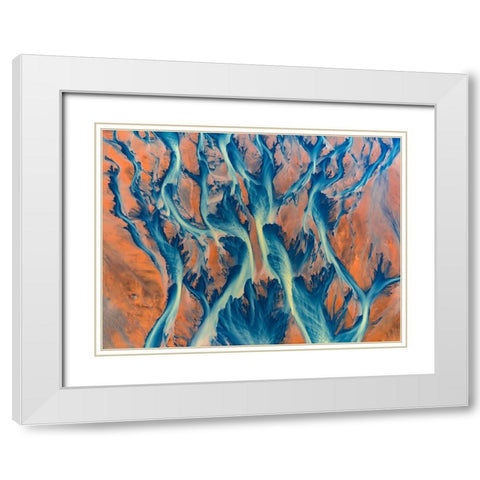 Glacial delta, Iceland White Modern Wood Framed Art Print with Double Matting by Kravanja, Jure