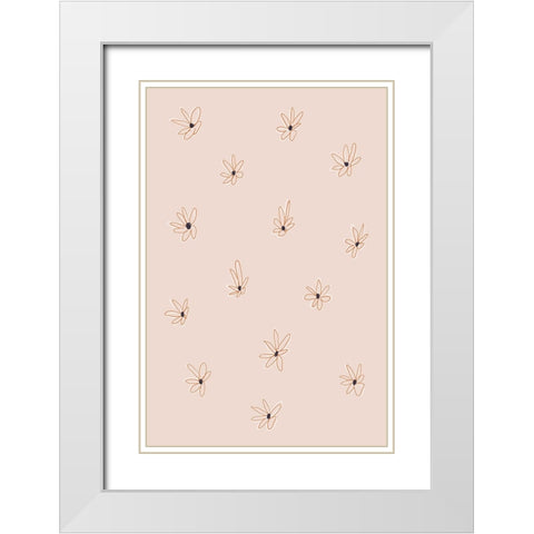 Naive Flowers White Modern Wood Framed Art Print with Double Matting by uplusmestudio