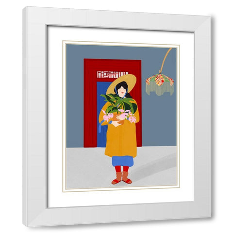 Las flores White Modern Wood Framed Art Print with Double Matting by de Jai, Jota