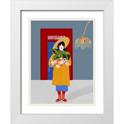 Las flores White Modern Wood Framed Art Print with Double Matting by de Jai, Jota