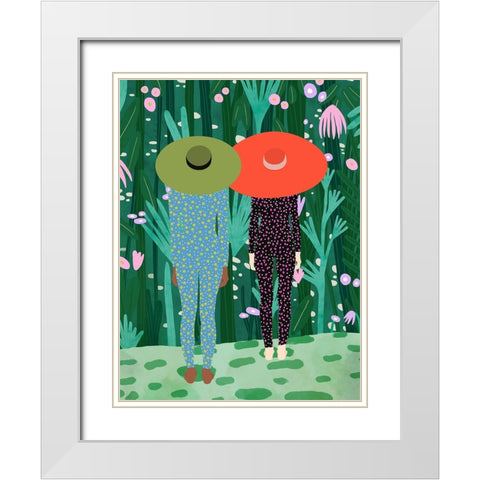Jungle Pijamas White Modern Wood Framed Art Print with Double Matting by de Jai, Jota
