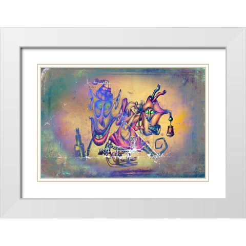 Crazy Santa man White Modern Wood Framed Art Print with Double Matting by Kulik, Rafal