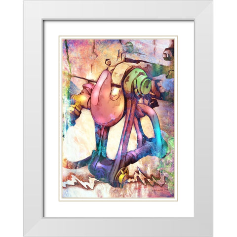 The train chain White Modern Wood Framed Art Print with Double Matting by Kulik, Rafal