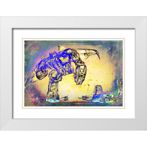 Robots at fighting White Modern Wood Framed Art Print with Double Matting by Kulik, Rafal