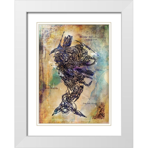 Das Schemat cyborg White Modern Wood Framed Art Print with Double Matting by Kulik, Rafal