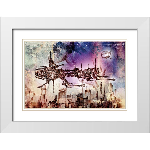 Tropolis city White Modern Wood Framed Art Print with Double Matting by Kulik, Rafal