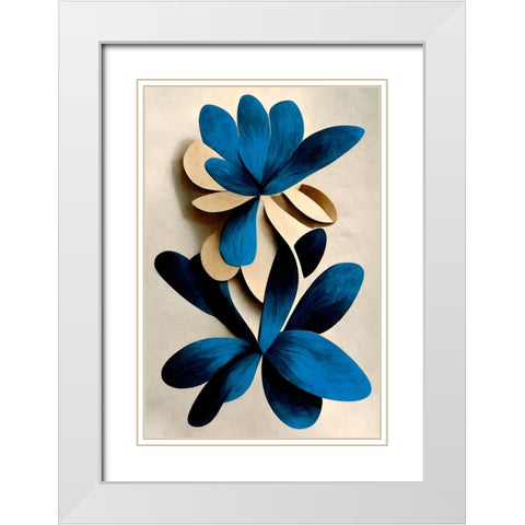 Blue Nymphaea White Modern Wood Framed Art Print with Double Matting by Treechild