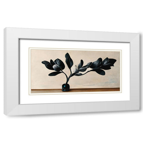 Black Magnolia White Modern Wood Framed Art Print with Double Matting by Treechild