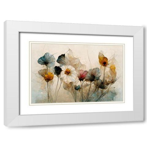 Dry Flower Bouquet White Modern Wood Framed Art Print with Double Matting by Treechild