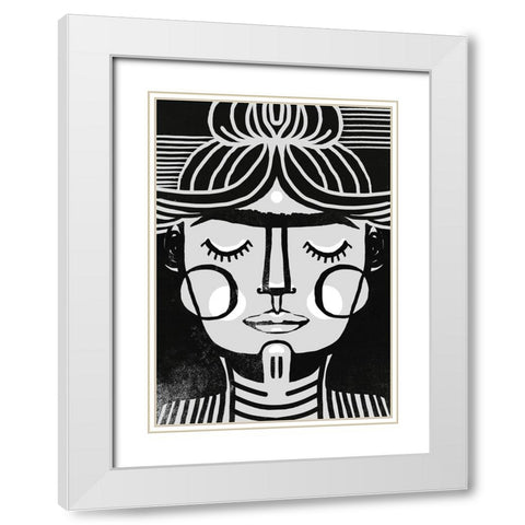 Dreaming Frida White Modern Wood Framed Art Print with Double Matting by Treechild