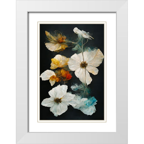 Dry Flowers White Modern Wood Framed Art Print with Double Matting by Treechild