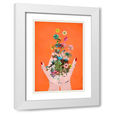 Frids Hands (Orange Version) White Modern Wood Framed Art Print with Double Matting by Treechild