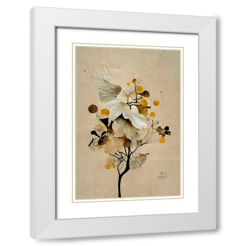 Golden Seed White Modern Wood Framed Art Print with Double Matting by Treechild